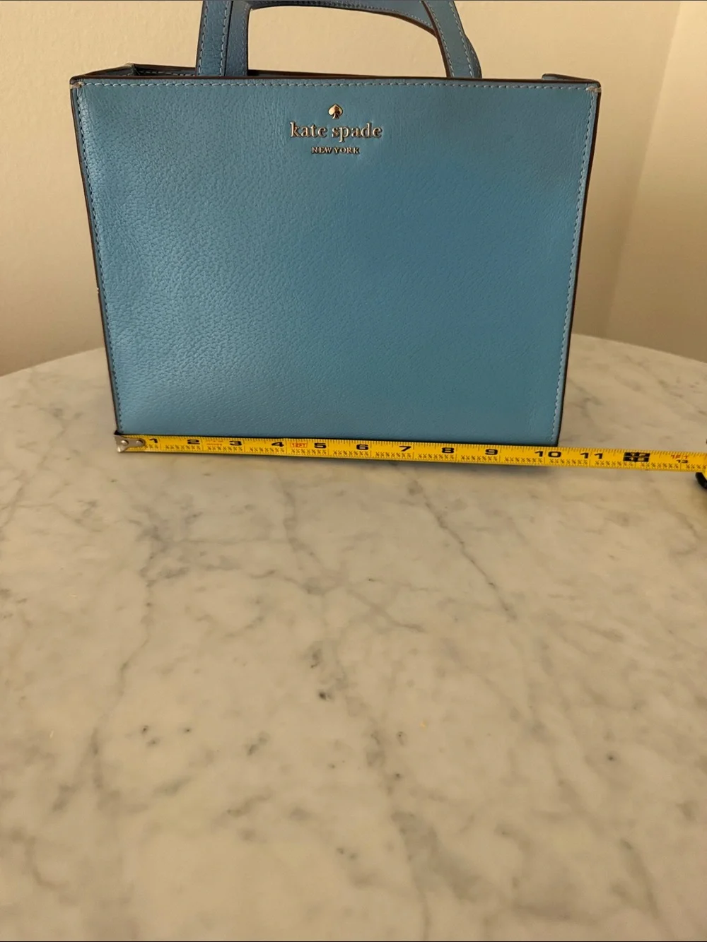 kate spade Blue Leather Mini Satchel with Gold Logo